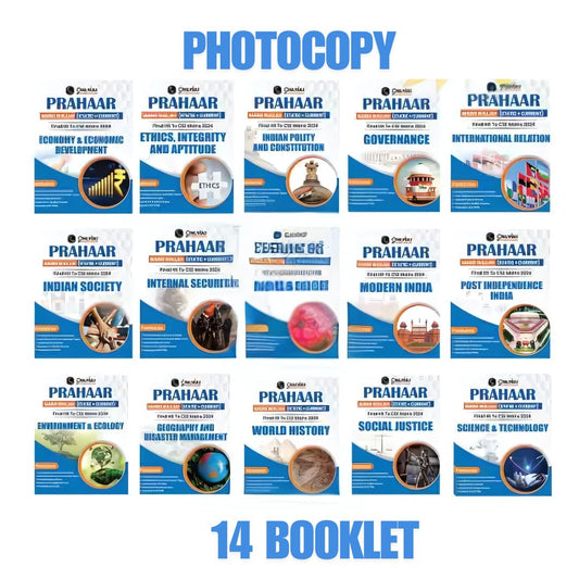 Upsc Main Prahaar  Complet Notes 2024 Combo Of 14 Booklets Photocopy